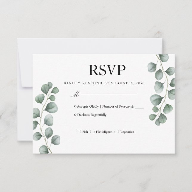 Greenery Eucalyptus Wedding RSVP (Front)