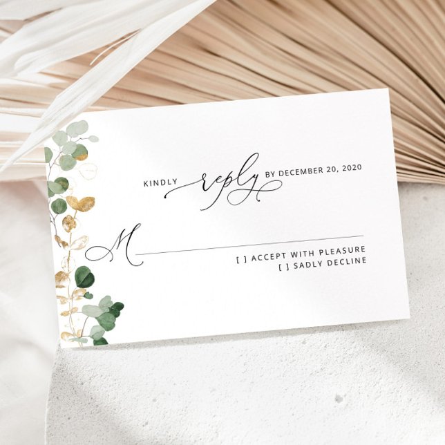 Greenery eucalyptus wedding RSVP  Card (Creator Uploaded)