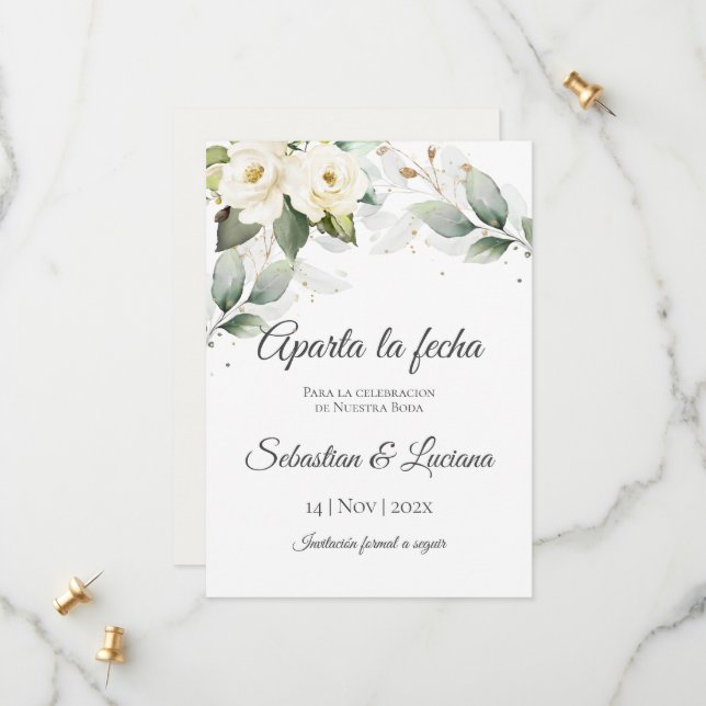 Greenery Eucalyptus Wedding Save the Date (Front/Back In Situ)