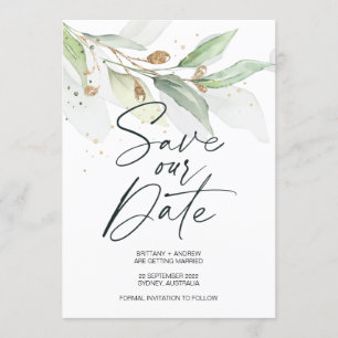 Greenery Eucalyptus Wedding Save the Date Invite