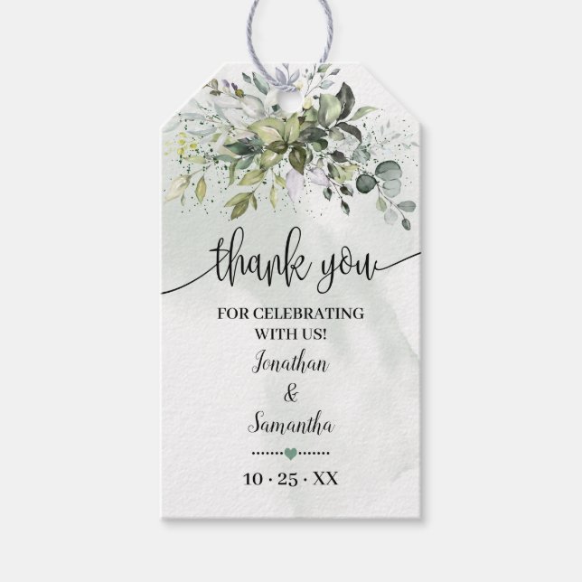 Greenery Eucalyptus Wedding Shower favour tag (Front)