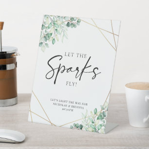 Greenery Eucalyptus Wedding Sparkler Send Off Pedestal Sign