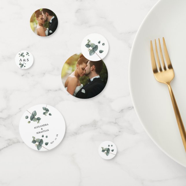 Greenery Eucalyptus Wedding Table Decor Confetti (Group)