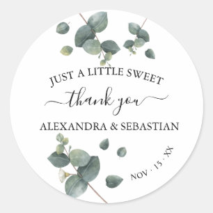 Greenery Eucalyptus Wedding Thank You Classic Round Sticker