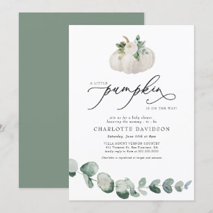 Greenery Eucalyptus White Pumpkin Boho Baby Shower Invitation