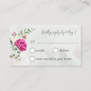 Greenery eucalyptus white roses RSVP Enclosure Card