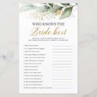 Greenery eucalyptus who knows bride best game