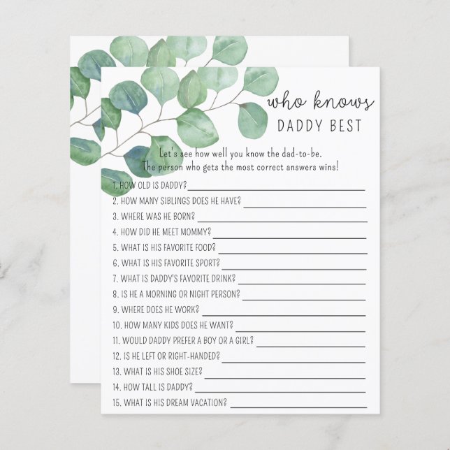 Greenery Eucalyptus - Who knows DADDY best (Front/Back)