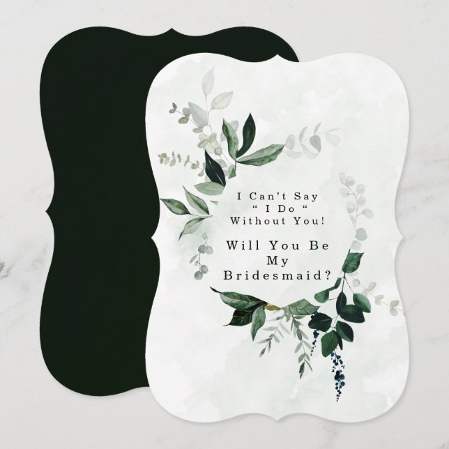 Greenery Eucalyptus Will You Be My Bridesmaid Invitation (Front/Back)