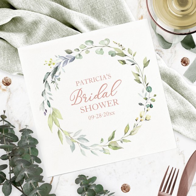 Greenery Eucalyptus Wreath Bridal Shower Napkins (Creator Uploaded)