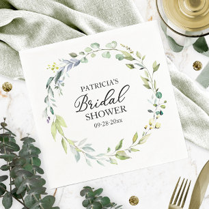 Greenery Eucalyptus Wreath Bridal Shower Paper Napkin