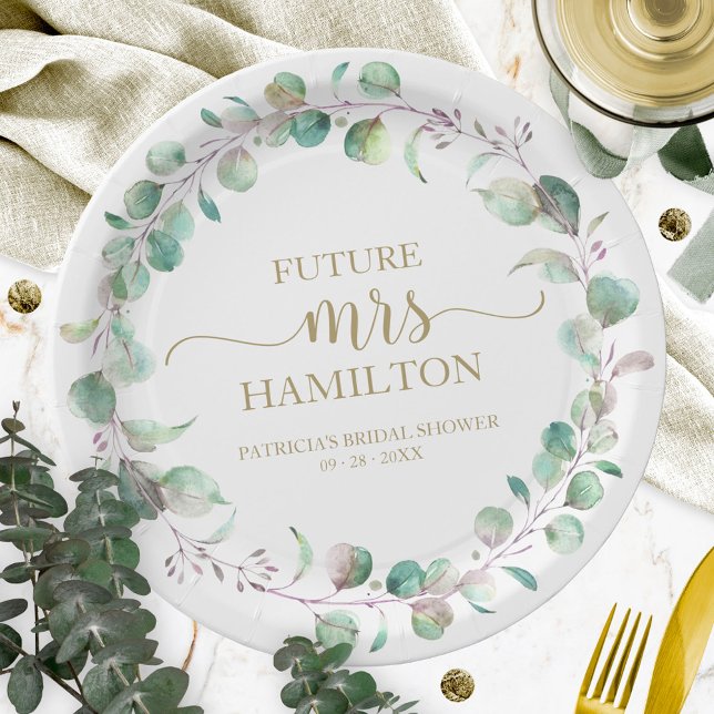 Greenery Eucalyptus Wreath Bridal Shower Paper Pla Paper Plate (Creator Uploaded)