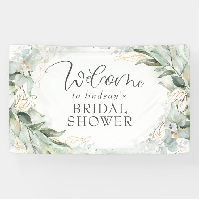 Greenery Eucalyptus Wreath Bridal Shower Welcome Banner (Horizontal)