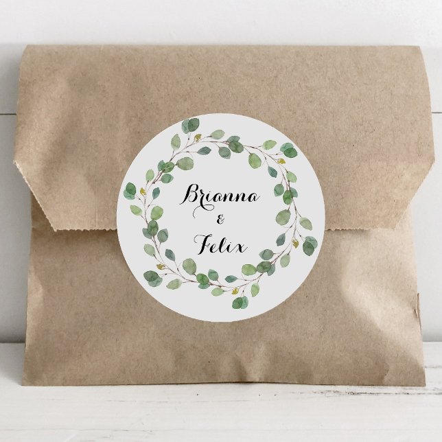 Greenery Eucalyptus Wreath Wedding Envelope Seals (Creator Uploaded)