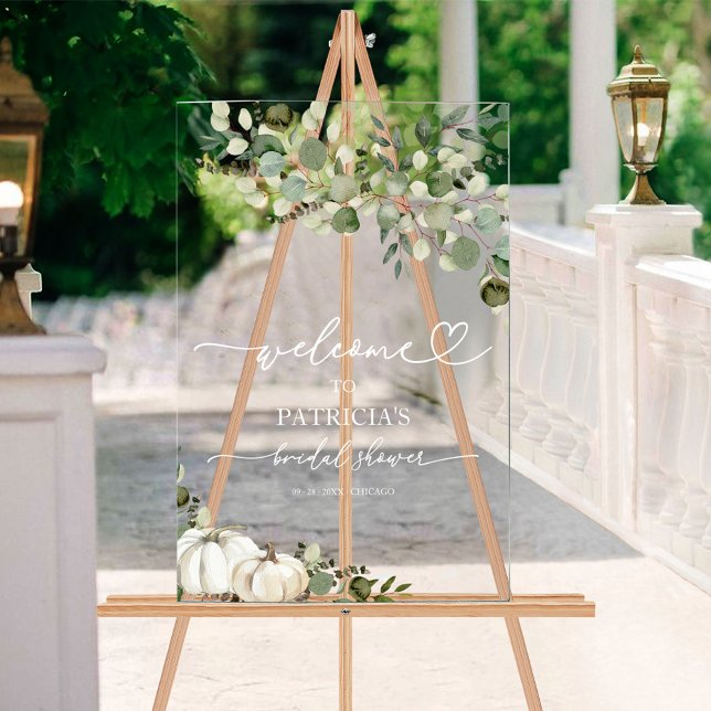 Greenery Fall Bridal Shower Welcome  Acrylic Sign (Creator Uploaded)