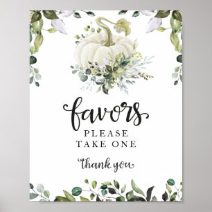 Greenery Fall Pumpkin Baby Shower Favours Sign