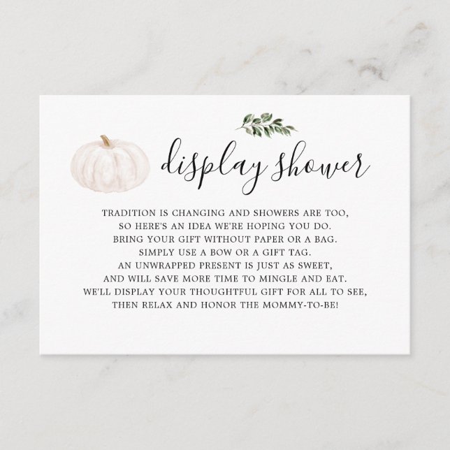 Greenery Fall Pumpkin Display Shower Enclosure Card (Front)