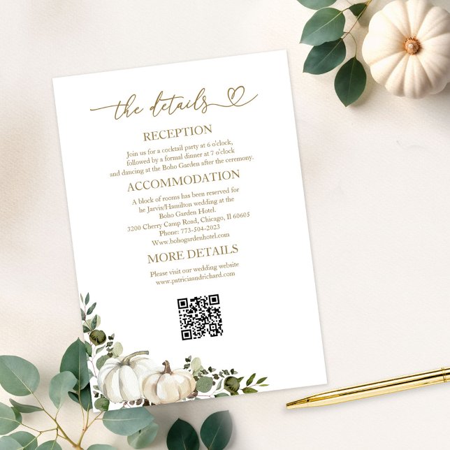 Greenery Fall Wedding Details Enclosure Cards (Creator Uploaded)
