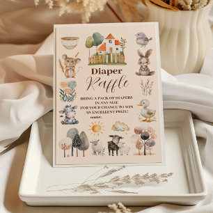 Greenery Farm Animals Barnyard Raffle Diapper Enclosure Card