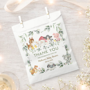 Greenery Farm Animals Birthday Baby Shower Favour Bags
