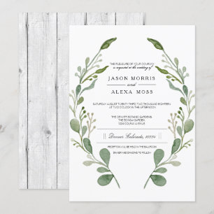 Greenery Farmhouse Wedding Elegant Wedding Invitation