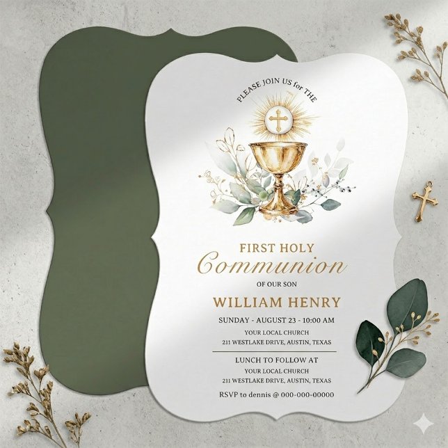 Greenery First Holy Communion Invitation  (mock up)
