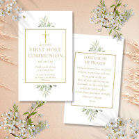 Greenery First Holy Communion Prayer Card