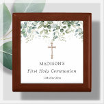Greenery First Holy Communion Rosary Gift Box<br><div class="desc">Celebrate your child's First Holy Communion in a meaningful way with our personalised rosary box featuring greenery eucalyptus and a gold-coloured crucifix on a crisp white background. This beautiful and unique keepsake box is the perfect place to store your child's rosary beads, helping them to cherish their faith and connection...</div>