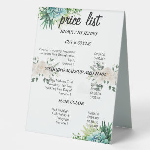 Greenery Floral Beauty Salon Price List Display