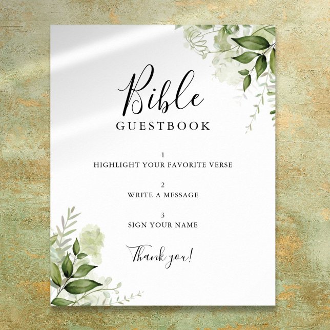 Greenery Floral Bible Guestbook Sign (Greenery Floral Bible Guestbook Sign)