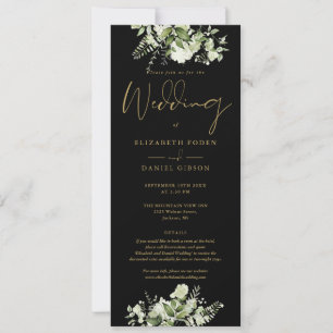 Greenery Floral Black And Gold DetailsWedding Invitation