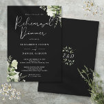 Greenery Floral Black And White Rehearsal Dinner Invitation<br><div class="desc">Elegant floral greenery black and white rehearsal dinner invitation featuring your names and rehearsal dinner details set in chic text and your monogram initials on the reverse. Designed by Thisisnotme©</div>