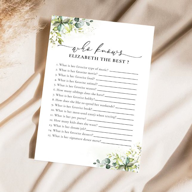 Greenery Floral Bridal Shower Game (Creator Uploaded)