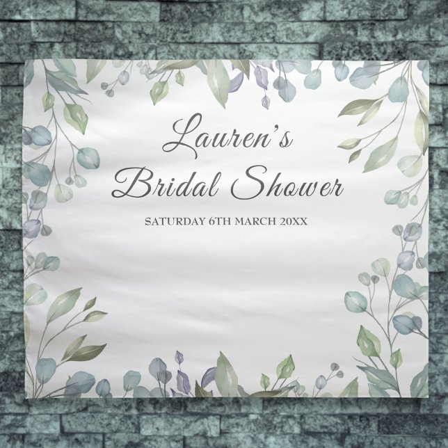 Greenery Floral Bridal Shower Photo Booth Backdrop Tapestry (Greenery Floral Bridal Shower Photo Booth Backdrop)