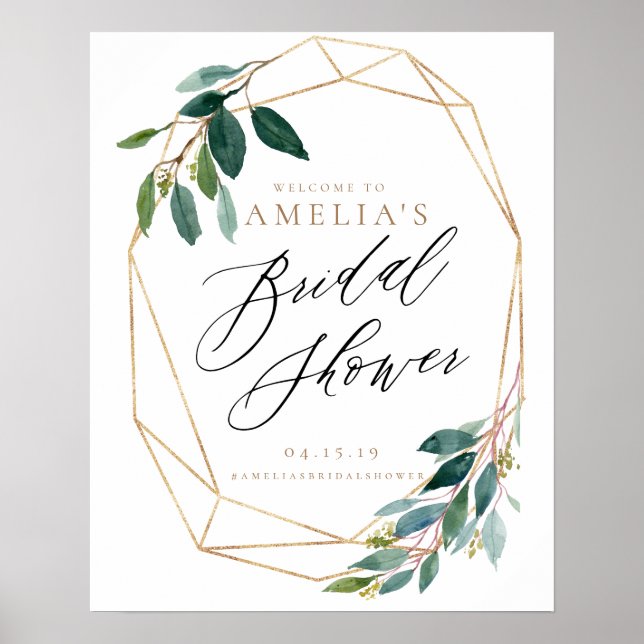 Greenery Floral Bridal Shower Welcome Sign (Front)