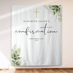 Greenery Floral Confirmation Photo Backdrop Tapestry