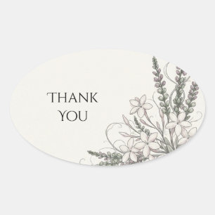 Greenery Floral Corner Thank You Sticker