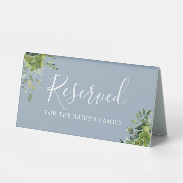 Greenery Floral Dusty Blue Wedding Reserved (Front)
