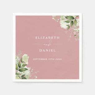Greenery Floral Elegant Dusty Rose Wedding Napkin