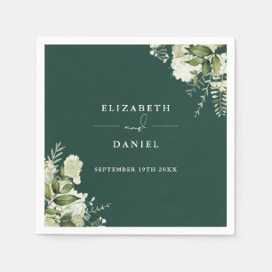 Greenery Floral Elegant Emerald Wedding Napkin