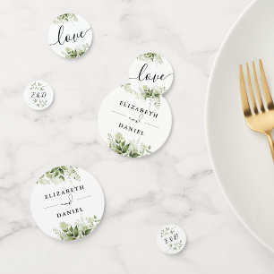 Greenery Floral Elegant Monogram Wedding Confetti