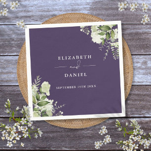 Greenery Floral Elegant Purple Wedding Napkin