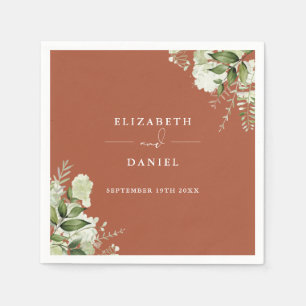 Greenery Floral Elegant Terracotta Wedding Napkin