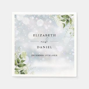 Greenery Floral Elegant Winter Wedding Napkin