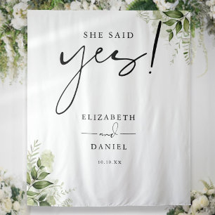 Greenery Floral Engagement Party Backdrop Tapestry