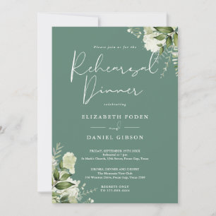 Greenery Floral Eucalyptus Green Rehearsal Dinner Invitation