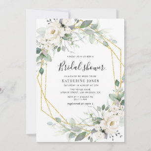 greenery floral frame bridal shower invitation