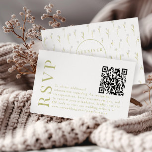 Greenery Floral Garden Wedding RSVP QR code cards