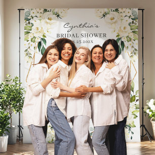 Greenery Floral Geometric Bridal Shower Backdrop Tapestry