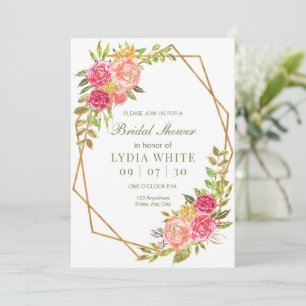 Greenery Floral Geometric Bridal shower Party Invitation